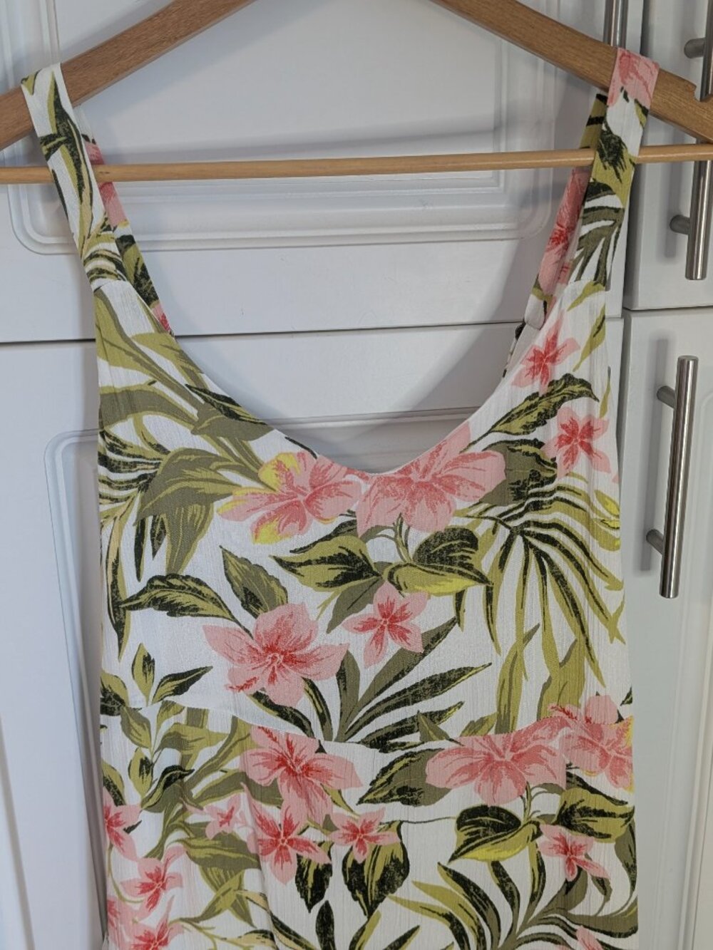 Hurley Pink Green Tropical Floral Empire Sleeveless Maxi Dress S Coastal Resort - Picture 4 of 15